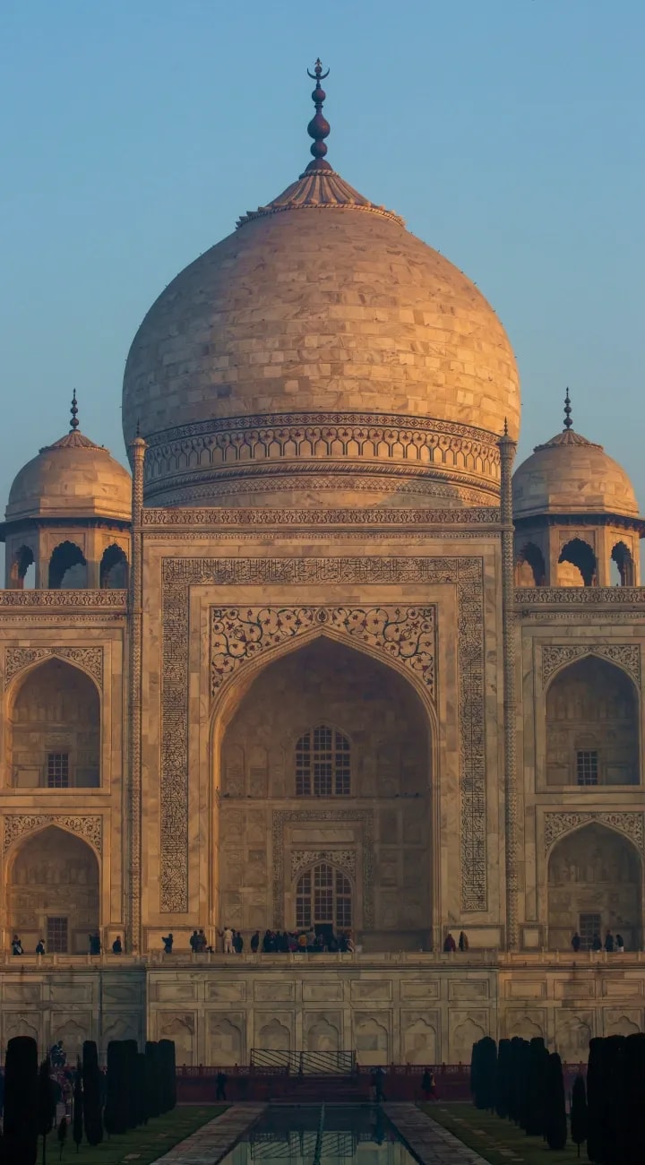 Delhi to Agra. Agra Fort and the Taj at Sunset.